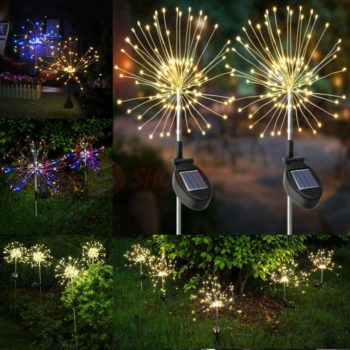 Solar-Powered LED Firework Garden Stake Lights